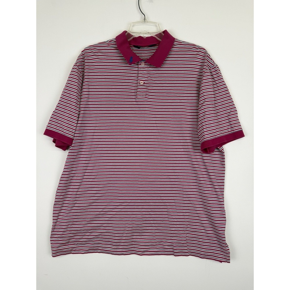 Polo Golf Ralph Lauren Striped Mens‎ XL Pro Fit Pink White Short Sleeve